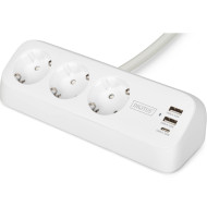 Сетевой фильтр DIGITUS DA-70626 White, 3 розетки, 1xUSB-C, 2xUSB, 1.5м
