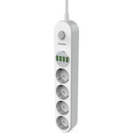 Сетевой фильтр ENERGIZER EPB2500W00EU White, 4 розетки, 4xUSB, 2м