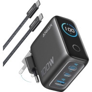 Зарядное устройство ANKER GaN Charger 100W 1xUSB-A, 2xUSB-C PD with Display and Cable Dark Gray w/Type-C cable (B121BGZ1)
