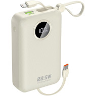 Повербанк DUDAO K14+ 1xUSB-C, 1xUSB-A w/2 cables 22.5W 20000mAh White (6977196680023)