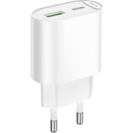 Зарядное устройство HOCO C109A Fighter 1xUSB-A, 1xUSB-C, PD20W, QC3.0 White (6942007656719)