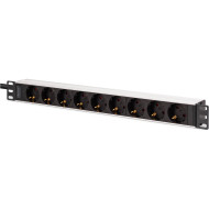Блок розеток DIGITUS 19" Multiple Socket Outlet with Aluminum Profile, 1U, 9xSchuko, 16А, без выключателя, 2м (DN-95440)