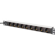 Блок розеток DIGITUS 19" Socket Strip with Aluminum Profile and Back-Up Fuse, 1U, 9xSchuko, 10А, без выключателя, 2м (DN-95437)