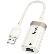 Сетевой адаптер HOCO UA41 Crystal USB OTG Ethernet Adapter White/Gold