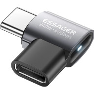 Адаптер OTG ESSAGER USB 4.0 Type-C Female to Male 7-Shaped 240W Gray (EOTG7-YH0G-P)