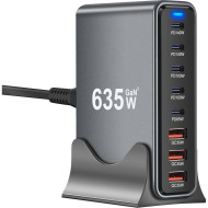 Зарядное устройство XOKO QC-490 5xUSB-C, 3xUSB-A, Gan3 635W Gray (QC-600)
