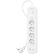 Сетевой фильтр BELKIN Connect White, 4 розетки, 1xUSB-C, 1xUSB, 2м (SRB001VF2M-V2)