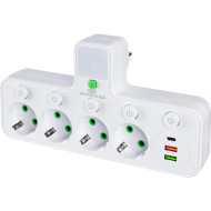 Сетевой фильтр-розетка XOKO SPW-4-2-1 White, 4 розетки, 1xUSB-C, 2xUSB