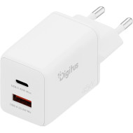 Зарядное устройство DIGITUS GaN Charger, 1x USB-C, 1x USB-A, 45W White (DA-10302)