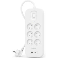 Сетевой фильтр BELKIN SRB002 White, 6 розеток, 1xUSB-C, 1xUSB, 2м (SRB002CA2M)
