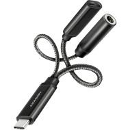 Конвертер аудиосигнала AXAGON ADA-HCPD USB-C M/F + minijack 3.5mm with Power Delivery 60W Black