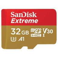 Карта памяти SANDISK microSDHC Extreme 32GB UHS-I U3 V30 A1 Class 10 + SD-adapter (SDSQXAF-032G-GN6AA)