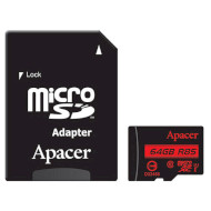 Карта памяти APACER microSDXC 64GB UHS-I Class 10 + SD-adapter (AP64GMCSX10U5-R)