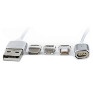 Кабель CABLEXPERT 3-in-1 USB2.0 AM to Apple Lightning/Micro-B/Type-C Magnetic 1м White (CC-USB2-AMLM31-1M)