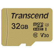Карта памяти TRANSCEND microSDHC 500S 32GB UHS-I U3 V30 Class 10 + SD-adapter (TS32GUSD500S)