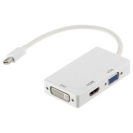 Адаптер POWERPLANT Mini DisplayPort - DVI/VGA/HDMI 0.2м White (CA910946)