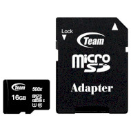 Карта памяти TEAM microSDHC 16GB UHS-I Class 10 + SD-adapter (TUSDH16GCL10U03)