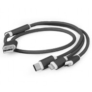 Кабель CABLEXPERT 3-in-1 USB2.0 AM to Apple Lightning/Micro-B/Type-C 1м Black (CC-USB2-AM31-1M)