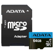 Карта памяти ADATA microSDXC Premier 64GB UHS-I V10 A1 Class 10 + SD-adapter (AUSDX64GUICL10A1-RA1)