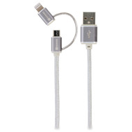 Кабель SKROSS USB 2-in-1 AM/Micro-BM/Apple Lightning 1м Silver (2.700241)