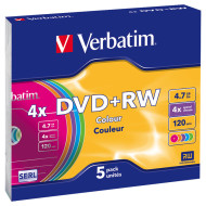 Диск DVD+RW VERBATIM SERL Colour 4.7GB 4x 5pcs/slim (43297)