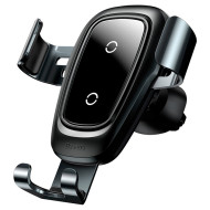 Автодержатель с беспроводной зарядкой BASEUS Metal Wireless Charger Gravity Car Mount Black (WXYL-B0A)