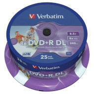 DVD+R DL VERBATIM AZO Printable 8.5GB 8x 25pcs/spindle (43667)