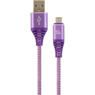Кабель CABLEXPERT Premium Cotton Braided Micro-USB 1м Purple/White (CC-USB2B-AMMBM-1M-PW)