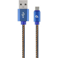Кабель CABLEXPERT Micro-USB Premium Denim 1м Blue (CC-USB2J-AMMBM-1M-BL)