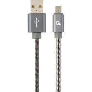 Кабель CABLEXPERT Micro-USB Premium Spiral Metal 1м Gray (CC-USB2S-AMMBM-1M-BG)