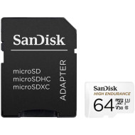 Карта памяти SANDISK microSDXC High Endurance 64GB UHS-I U3 V30 Class 10 + SD-adapter (SDSQQNR-064G-GN6IA)
