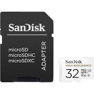 Карта памяти SANDISK microSDHC High Endurance 32GB UHS-I U3 V30 Class 10 + SD-adapter (SDSQQNR-032G-GN6IA)