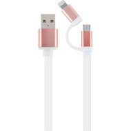 Кабель CABLEXPERT 2-in-1 Flat USB2.0 AM to Apple Lightning/Micro-B 1м Pink (CC-USB2-AM8PMB-1M-PK)