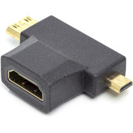 Адаптер угловой POWERPLANT HDMI - Mini-HDMI/Micro-HDMI Black (CA912056)