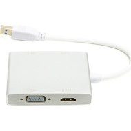 Порт-репликатор POWERPLANT USB-A to 1xHDMI, 1xDVI, 1xVGA, RJ-45 (CA912087)