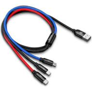 Кабель BASEUS Three Primary Colors 3-in-1 Cable USB for Micro/Lightning/Type-C 0.3м (CAMLT-ASY01)