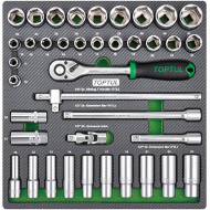 Набор торцевых головок с трещоткой TOPTUL Dr. Socket Set 1/2" 39шт (GEC3901)