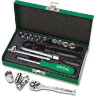 Набор торцевых головок с трещоткой TOPTUL Dr. Socket Set 1/4" 17шт (GCAD1701)