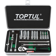Набор торцевых головок с трещоткой TOPTUL Dr. Socket Set 1/4" 18шт (GCAD1813)