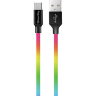 Кабель COLORWAY Nylon Braided USB to Type-C 2.4A 1м Multicolor (CW-CBUC018-MC)