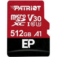Карта памяти PATRIOT microSDXC EP 512GB UHS-I U3 V30 A1 Class 10 + SD-adapter (PEF512GEP31MCX)