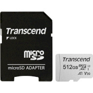 Карта памяти TRANSCEND microSDXC 300S 512GB UHS-I U3 V30 A1 Class 10 + SD-adapter (TS512GUSD300S-A)