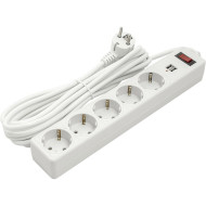 Сетевой фильтр POWERPLANT JY-1056U White, 5 розеток, 2xUSB, 5м (PPSA10M50S5U)