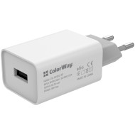 Зарядное устройство COLORWAY 1xUSB-A, 2A, 10W White (CW-CHS012-WT)