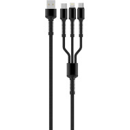 Кабель COLORWAY 3-in-1 Charge Cable Apple Lightning/Micro-USB/Type-C 4A 1.2м Gray (CW-CBU3003-GR)