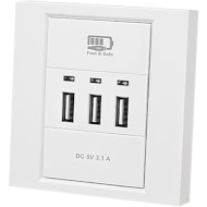 USB-розетка REAL-EL 3-Port White (CW-303)