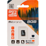 Карта памяти MIBRAND microSDHC 8GB UHS-I Class 10 (MICDHC10/8GB)