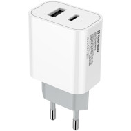 Зарядное устройство COLORWAY 1xUSB-C, 1xUSB-A, PD2.0, QC3.0, 20W White (CW-CHS025QPD-WT)