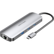 Порт-репликатор VENTION 8-in-1 USB-C to HDMI/USB3.0x3/RJ-45/SD/TF/PD (TOKHB)