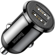 Автомобильное зарядное устройство BASEUS Grain Pro Car Charger Dual USB 4.8A Black (CCALLP-01)